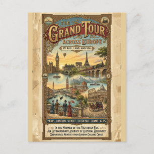 Vintage Grand Tour Across Europe Victorian Travel Postcard