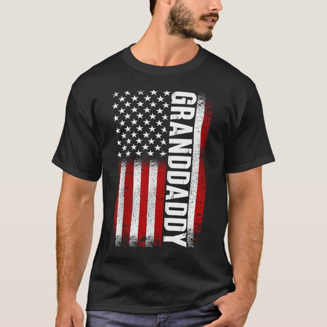 Vintage Granddaddy Patriotic American USA Flag T-Shirt (Front)