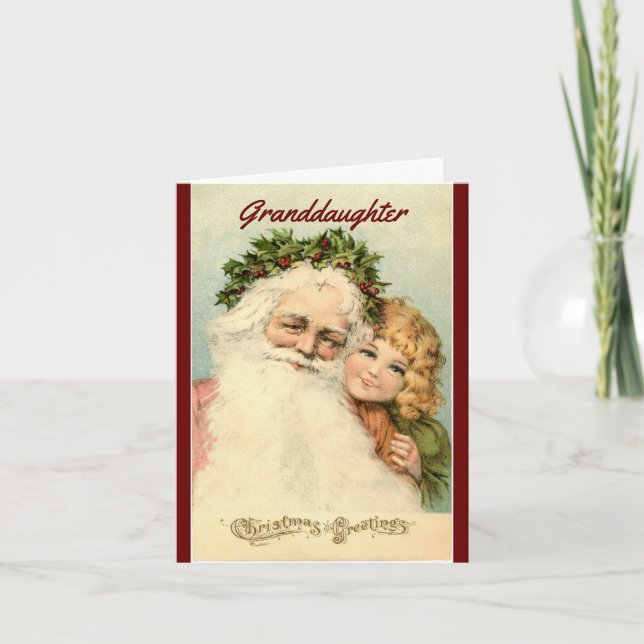 Vintage Granddaughter And Santa Card (Front)