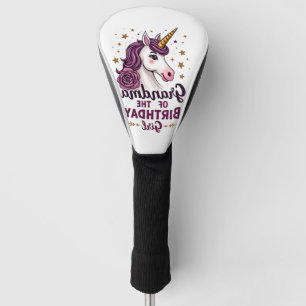 Vintage Grandma Of The Birthday Girl Unicorn Flora Golf Head Cover