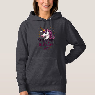 Vintage Grandma Of The Birthday Girl Unicorn Flora Hoodie