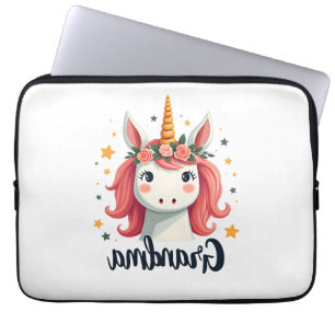 Vintage Grandma Unicorn Floral Crown Cute Magical Laptop Sleeve