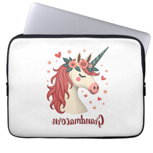 Vintage Grandmacorn Unicorn Floral Birthday Grandm Laptop Sleeve