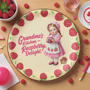 Vintage Grandma's Kitchen Raspberry Delight Paper Plate