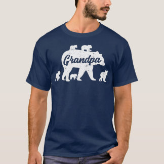 Vintage Grandpa Bear with 5 Cub Fathers Day T-Shirt