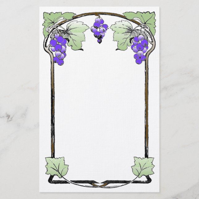 Vintage Grape Border Stationery (Front)