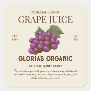 Vintage Grape Fruit Juice Custom Product Label