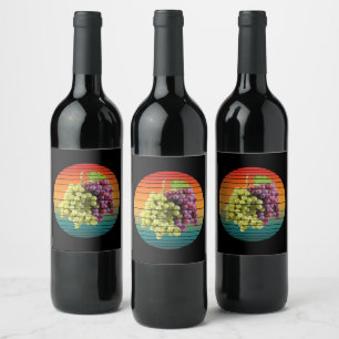 Vintage grape fruits food heathy vegan wine label