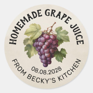 Vintage Grape Juice canning label with red grapes