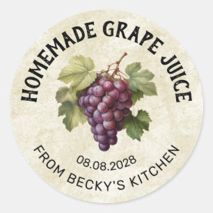 Vintage Grape Juice canning label with red grapes