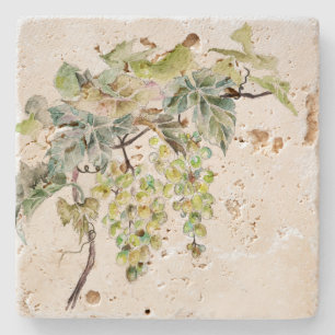 Vintage Grape Vine Watercolor Stone Coaster