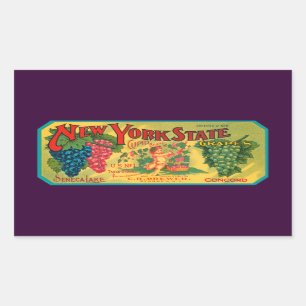 Vintage Grapes Crate Art New York Rectangular Sticker