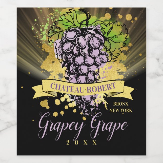 Vintage grapes personalized homemade red wine labe label (Single Label)