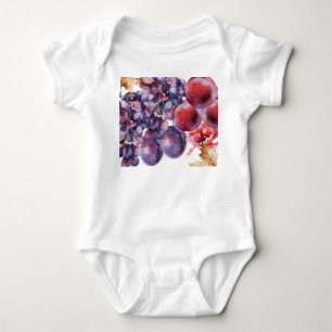 Vintage Grapes Watercolor Autumn Card Baby Bodysuit