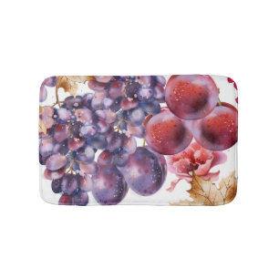 Vintage Grapes Watercolor Autumn Card Bath Mat