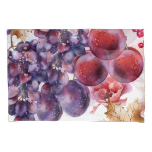 Vintage Grapes Watercolor Autumn Card Pillowcase