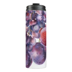 Vintage Grapes Watercolor Autumn Card Thermal Tumbler