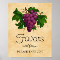 Vintage Grapes Wedding Bridal Shower Favours Sign