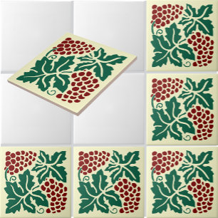 Vintage Grapevine Customisable Colours Ceramic Tile