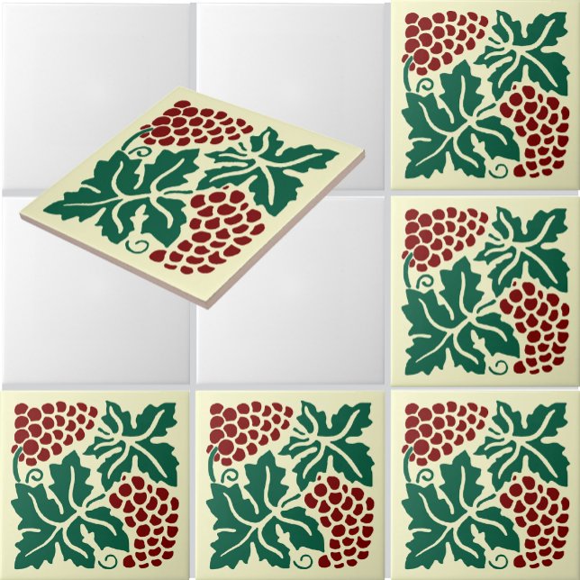 Vintage Grapevine Customisable Colours Ceramic Tile (Creator Uploaded)