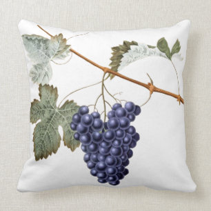 Vintage Grapevine Grapes Leaf Purple Plant Vinyard Cushion