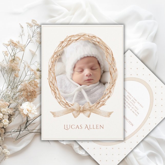 Vintage Grapevine Neutral Birth Announcement (Creator Uploaded)