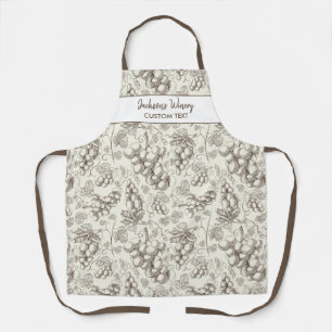 Vintage Grapevine Wine Winery Custom Name Apron