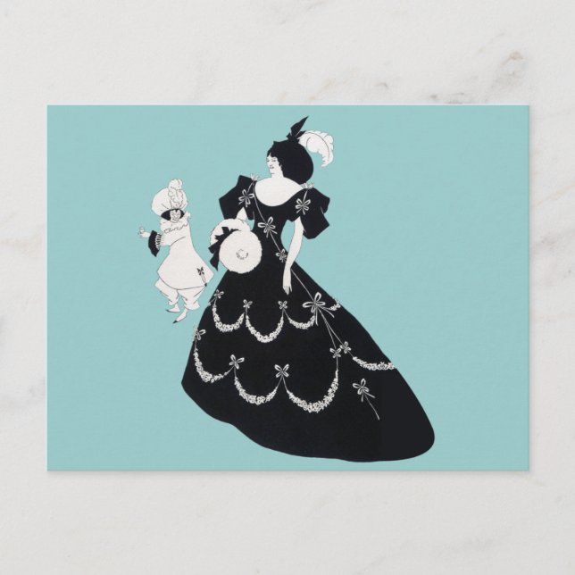 Vintage Graphic Bold Aubrey Beardsley Woman Man Postcard (Front)