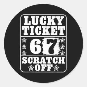 Vintage Graphic Lucky Ticket Six Seven Trending 67 Classic Round Sticker