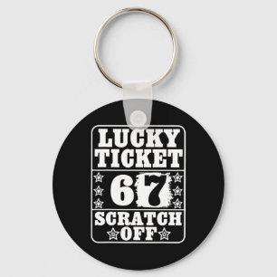 Vintage Graphic Lucky Ticket Six Seven Trending 67 Key Ring