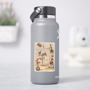 Vintage Graphic Print Of An Acrobatic Act.