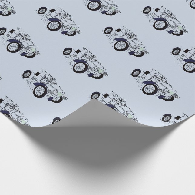 Vintage Graphics Blue Black Car Wrapping Paper (Corner)