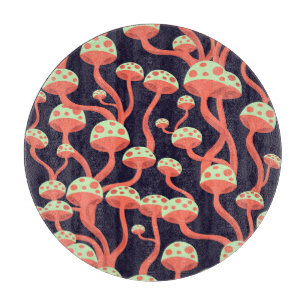 Vintage Graphics Mushrooms Seamless Pattern Cutting Board