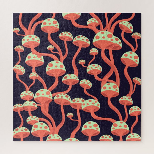 Vintage Graphics Mushrooms Seamless Pattern Jigsaw Puzzle (Vertical)