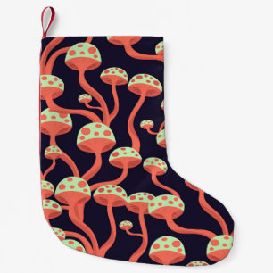 Vintage Graphics Mushrooms Seamless Pattern Small Christmas Stocking
