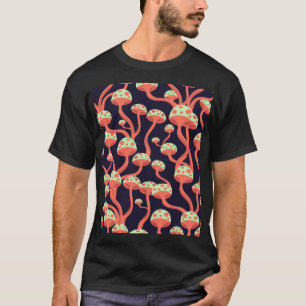 Vintage Graphics Mushrooms Seamless Pattern T-Shirt