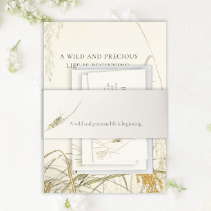 Vintage Grasshopper Baby Shower Invitation Belly Band