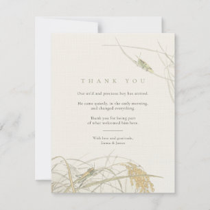 Vintage Grasshopper Baby Shower · Thank You Card 