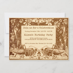 Vintage Grasshopper Customisable Party Invitation