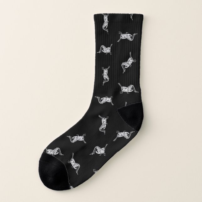 Vintage Grasshopper Print Pattern Antique Art Socks (Left Outside)