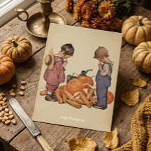 Vintage Grateful Children Happy Thanksgiving  
