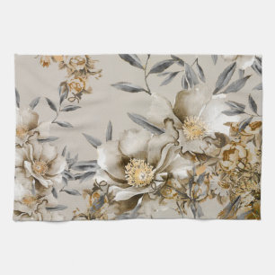 Vintage Gray and Gold Tea Towel