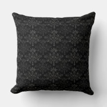 Vintage Gray on Black Damask Floral Pattern