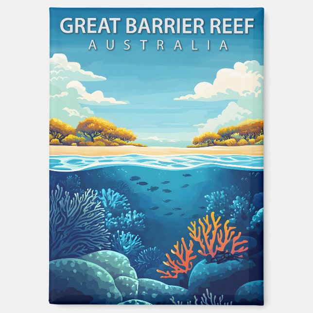 Vintage Great Barrier Reef Australia Travel Magnet (Front)