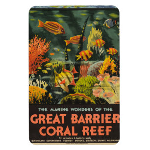 Vintage Great Barrier Reef Poster Magnet