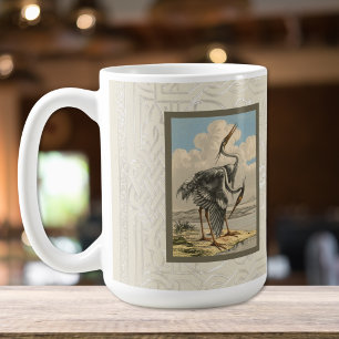 Vintage Great Blue Heron Dramatic Ornithology Bird Coffee Mug