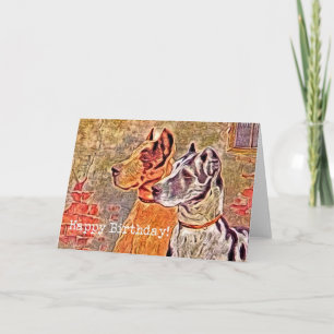 Vintage Great Dane, Happy Birthday Card