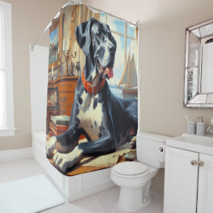 Vintage Great Dane Painting Shower Curtain