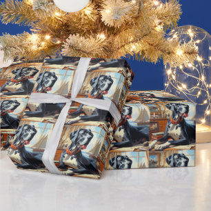 Vintage Great Dane Painting Wrapping Paper