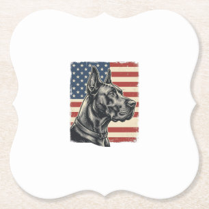 Vintage Great Dane Patriotic Flag Vector Design_1 Paper Coaster